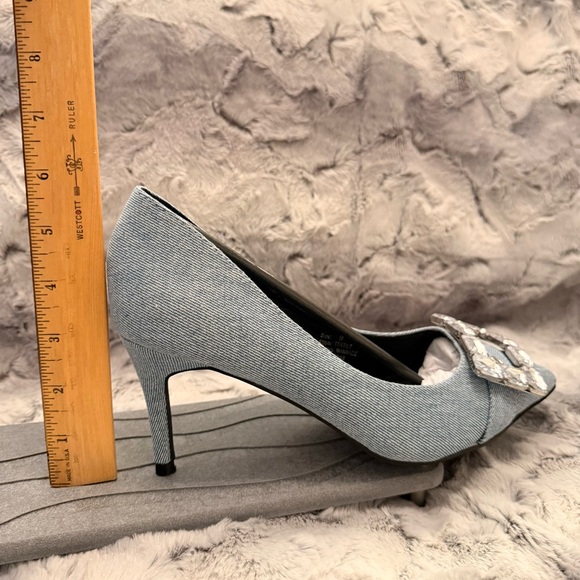 Elegant Blue Denim NY and Company Women's High Heels with Crystal Embellishment - Picture 6 of 12